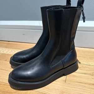Zara Black Flat Chelsea Ankle Boot Size 38